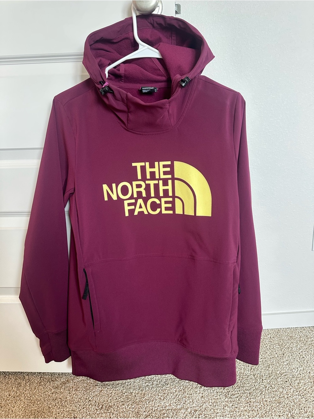 The North Face Burgundy Ski & Snowboard Hoodie with Yellow Logo
